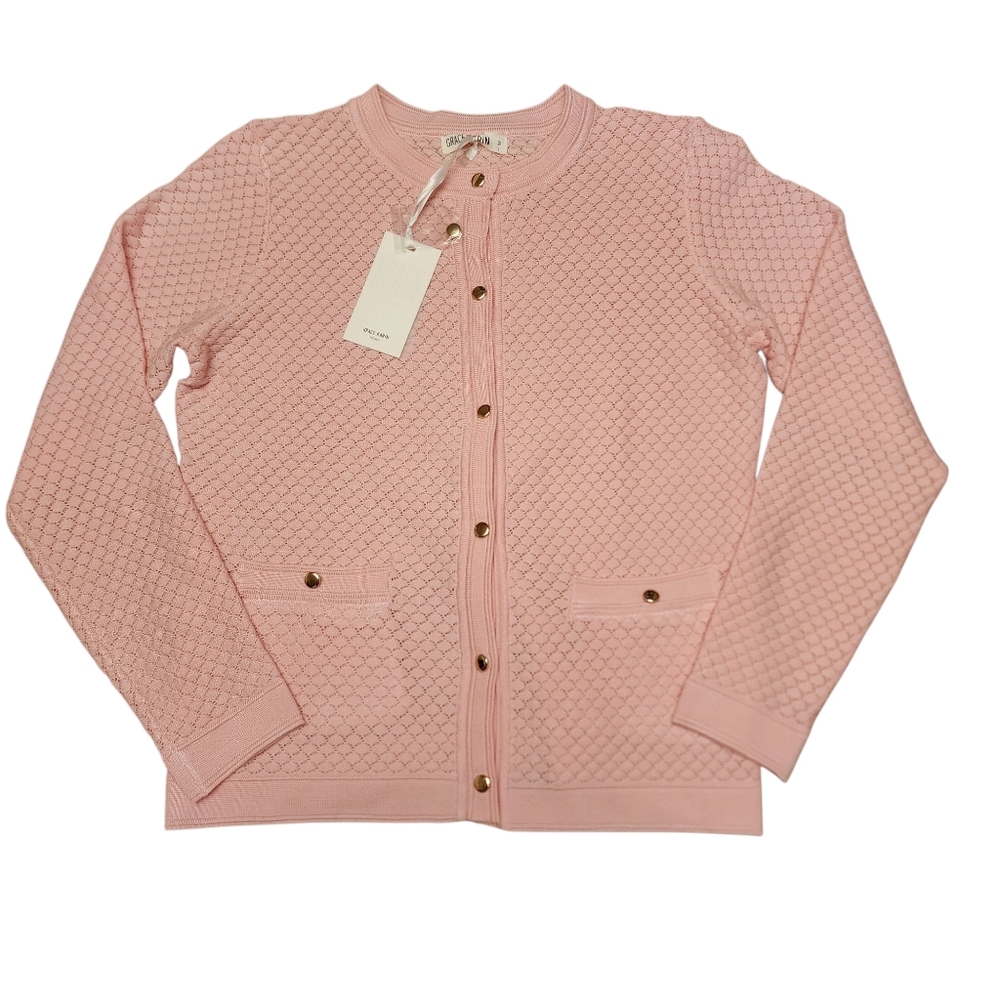 Grace Karin Light Pink Cardigan Sweater Size M NWT - Picture 6 of 14